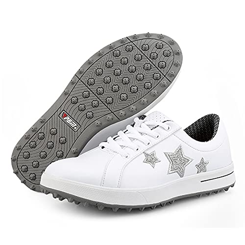 Chaussures De Golf Imperméables Femmes, Girls Chaussures De Sport Légères Et Respirantes,Women Microfibre Antidérapantes Golf Chaussures D'entraînement,(Solid Style),38 Cover