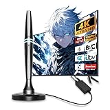 Indoor TV Aerial, Long Range Digital TV Aerial for Smart & Older TVs with Signal Booster, Magnetic Base, TV Antenna for Freeview Support 4K 1080P HD Local Channels & 18ft HD Cable
