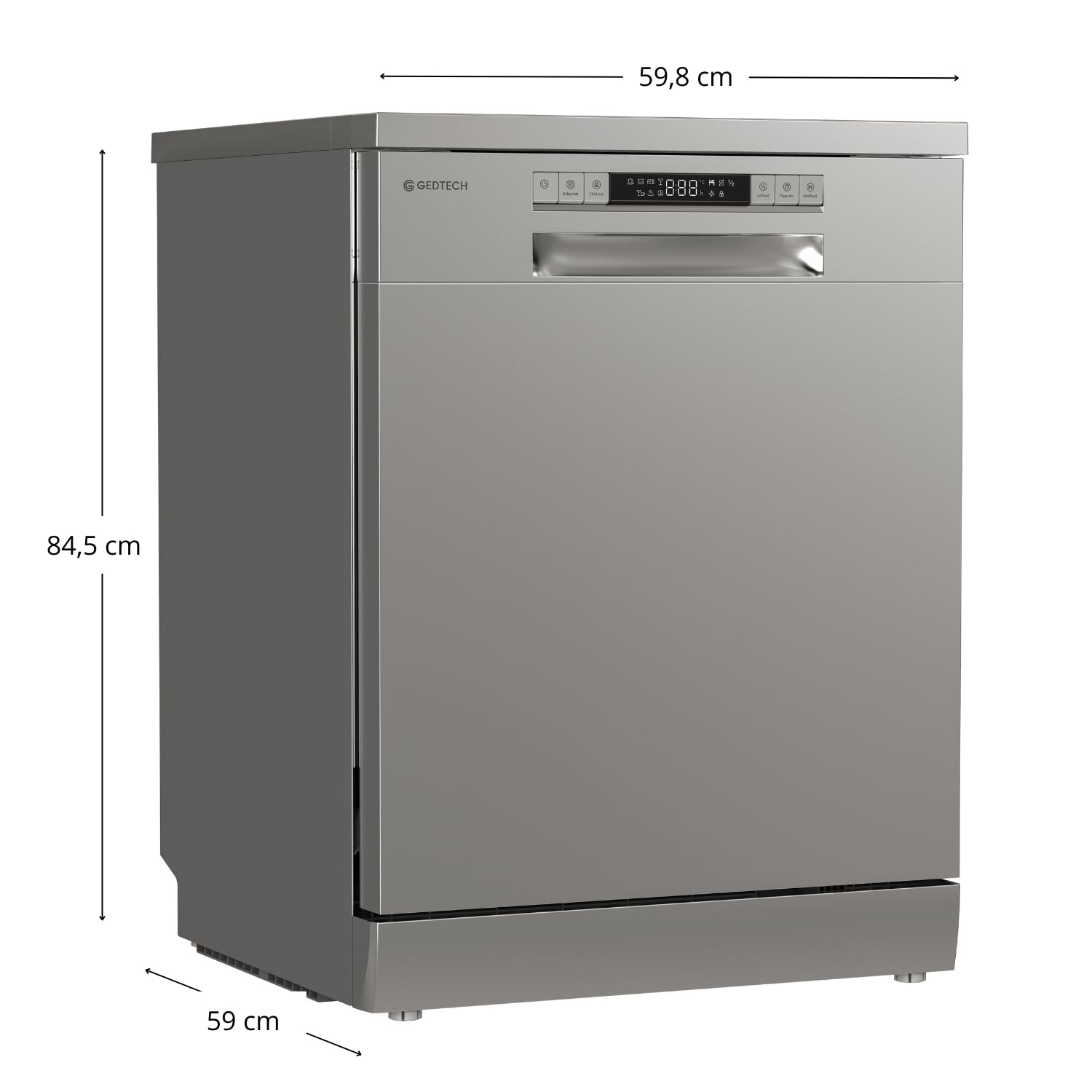GEDTECH Lave-vaisselle posable noir 14 couverts GLV1446SL Départ différé Eco Rapide 46 dB