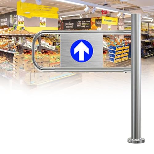 Puerta oscilante de rebote automática, puerta unidireccional de acero inoxidable para acceso a la tienda, ancho ajustable de 50 a 100 cm, dispositivo de entrada/salida ideal para zonas de alto tráfico