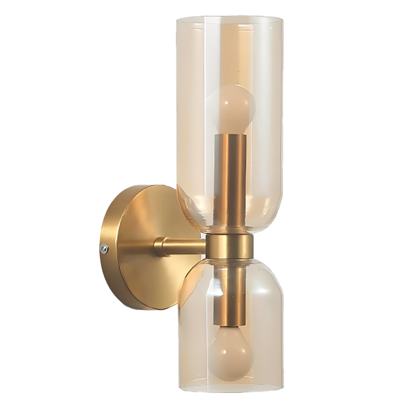 EKSED Aplique de Pared Moderno con Pantalla de Vidrio Soplado Asimétrico – Lámpara de Pared con Luz Arriba y Abajo y Casquillo E14 para Dormitorio Pasillo Baño (dorado)