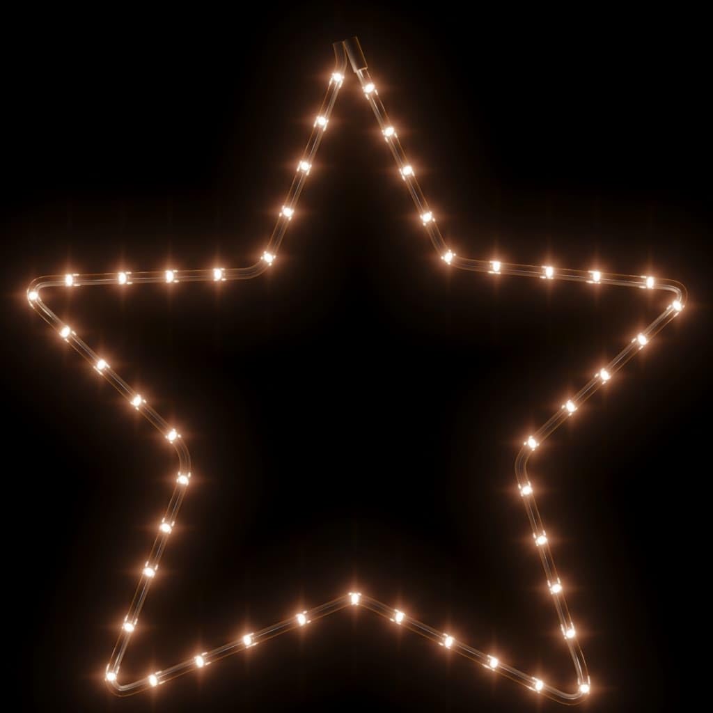 vidaXL 2X Figures d'Etoiles de Noël avec 48 LED Ornement de Fêtes Décoration de Vacances Lumière de Noël Jardin Extérieur Blanc Chaud 56 cm