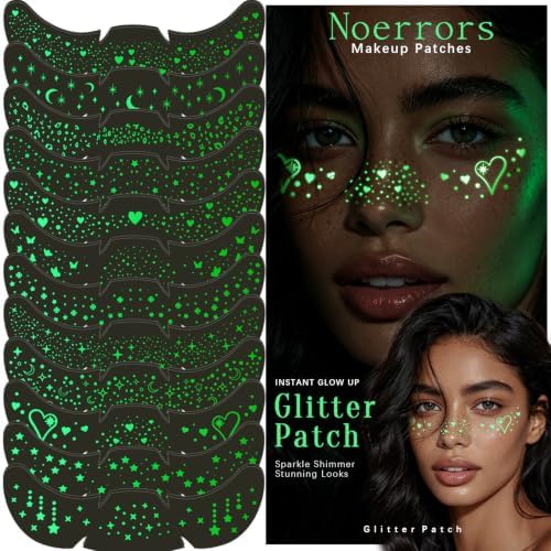 Noerrors Glow in the Dark Glitter Freckles Face Tattoo for Rave Accessories