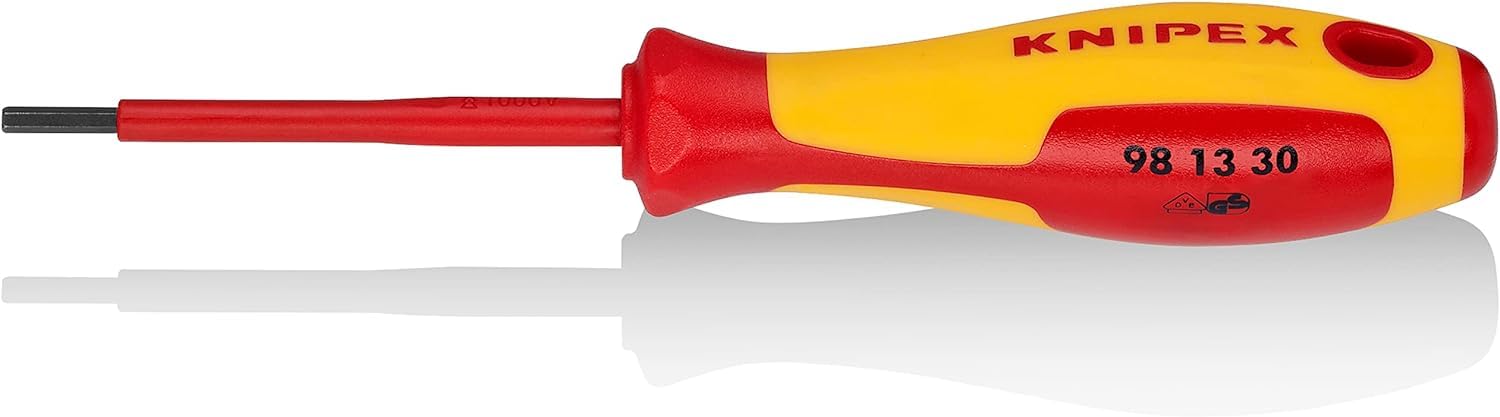 Knipex Hexagon Insulated Screwdriver, 3 mm Tip, 75 mm Blade, VDE/1000V, 182 mm Overall