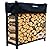 Woodhaven Black 4 Foot - Heavy Duty Made In USA - Indoor Outdoor - 1/4 Cord Firewood Storage Log Rack With Seasoning Cover Combo Set - Metal Log Storage - 48” x 48”