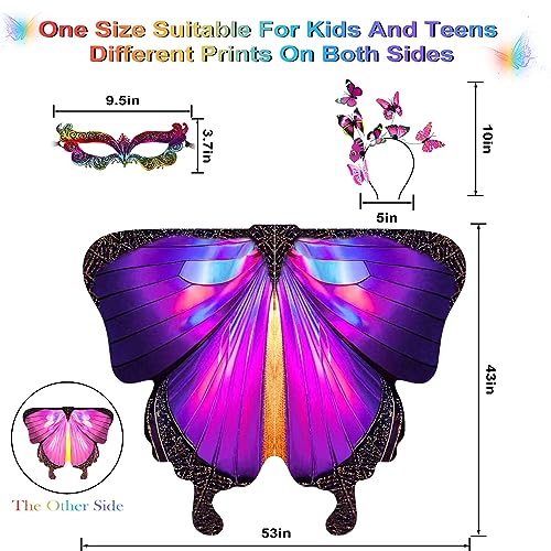 Disfraz alas de mariposa doble faz para niñas 3 piezas miniatura 4