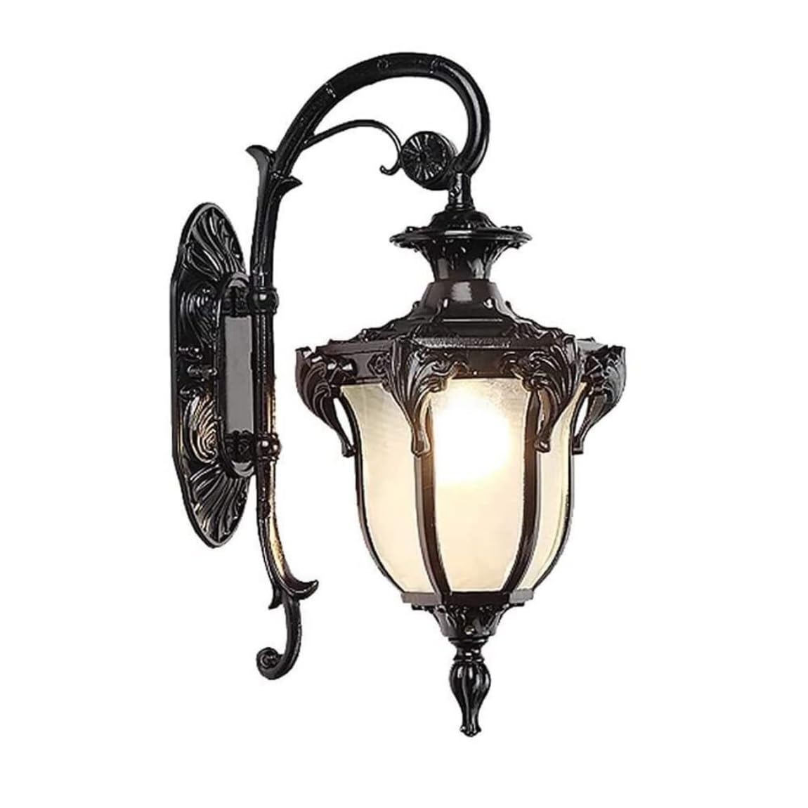 CVdrtyED Outdoor Wall Lights Waterproof Outdoor Wall Lights Aluminum Glass Lamp Balcony Bracket Sconce for Terrace Villa Durable Porch(Black)