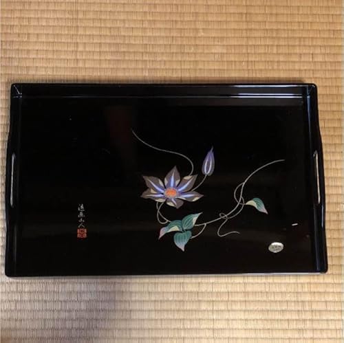 お盆 長手盆 漆器 木製 トレー 長盆 角盆 おぼん 黒 インテリア 食卓 トレー