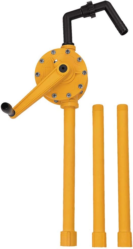 AFF Polypropylene Manual Rotary Barrel Pump with 2" Bung Adapter (Included), Fits 15 to 55 Gallon Drums, 8075