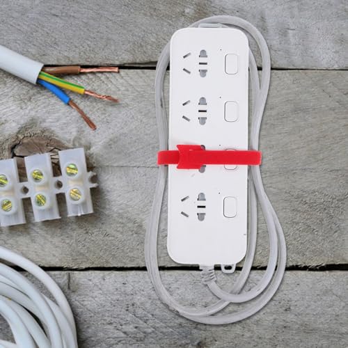 Vaguelly 100 piezas reutilizables de lazos para cables, organizadores de cables con gancho y lazo, para escritorio y gestión de cables electrónicos, rojo 12mm x 300mm miniatura 7