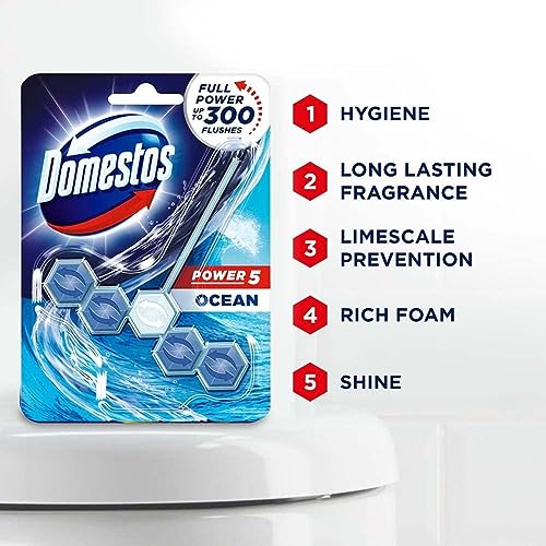 Image of Domestos Power 5 Ocean Toilet Rim Block 55g (Pack of 2)
