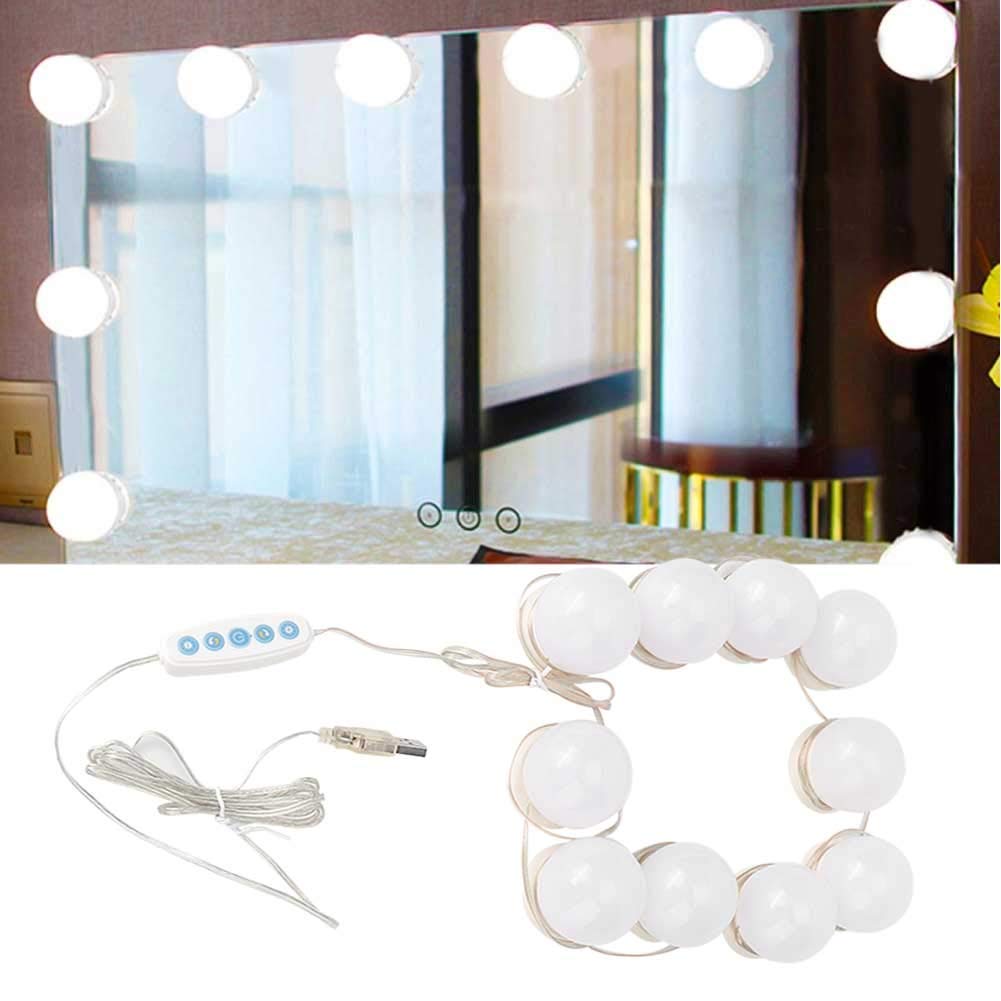 Vanity Lights,10pcs Hollywood Style LED Vanity Specchio Luci Kit USB LED 5 Colore Temperatura Lampadina per Trucco Bellezza Tavolo Tavolo Vanità Specchio
