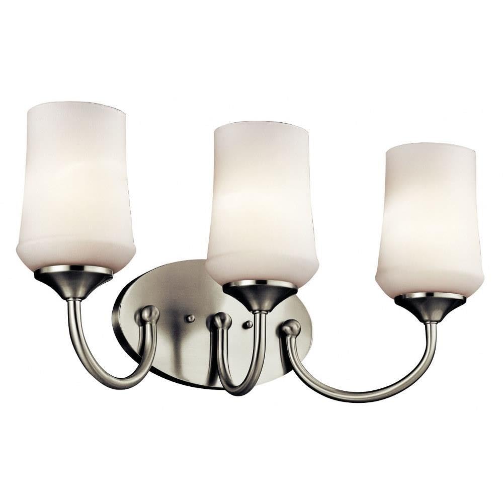 Kichler Aubrey 21" 3 Light Vanity Light with Satin Etched Cased Opal Glass in Brushed Nickel