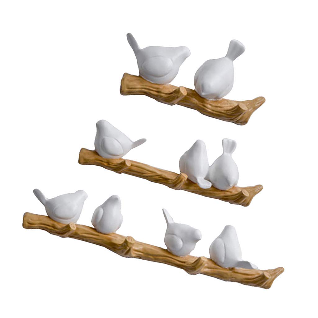 3 Stück Harz Vogel Wandhaken Kleiderhaken Garderobenhaken Hakenleiste Wanddeko für Wohnzimmer Kinderzimmer Küche (Weiß)