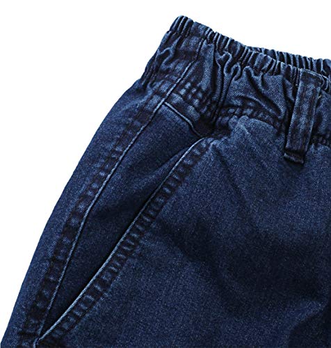 Locachy Men's Elastic Waist Denim Pants Casual Loose Straight Jeans3