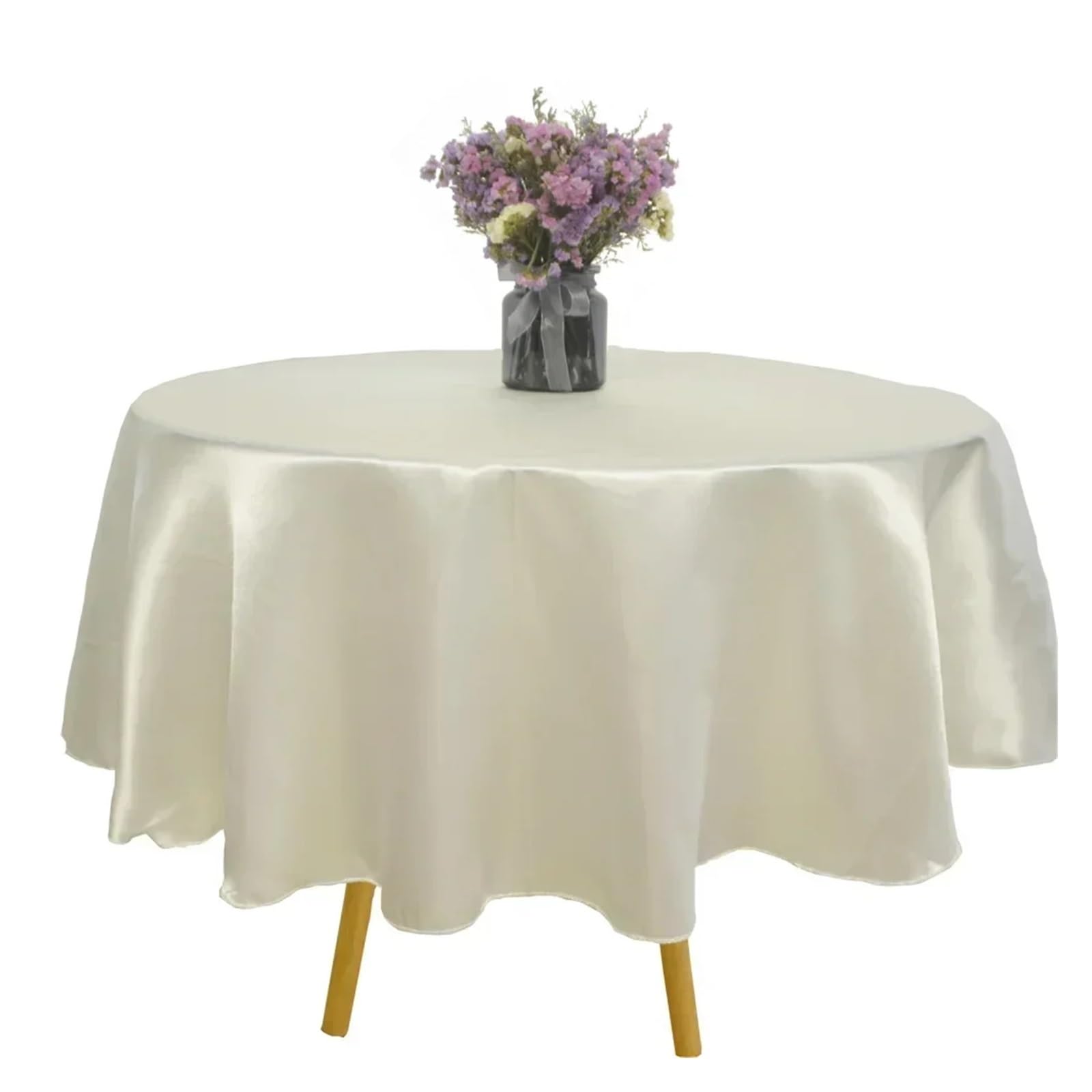 ZHSOAO Round Satin Tablecloth Wedding Party Overlays Decoration Birthday Shower Restaurant Home Table Cloth for Cafe(Beige,180CM)