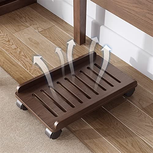 Soporte móvil para torre de PC bajo escritorio, soporte de CPU de madera con ruedas, para la mayoría de torres de PC (Marrón) miniatura 4