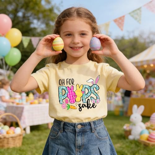 Image of Kids Easter Shirt Chick Short Sleeve Tee Tops for Toddler Girls Boys Easter Outfit Clothes 2-7 Years