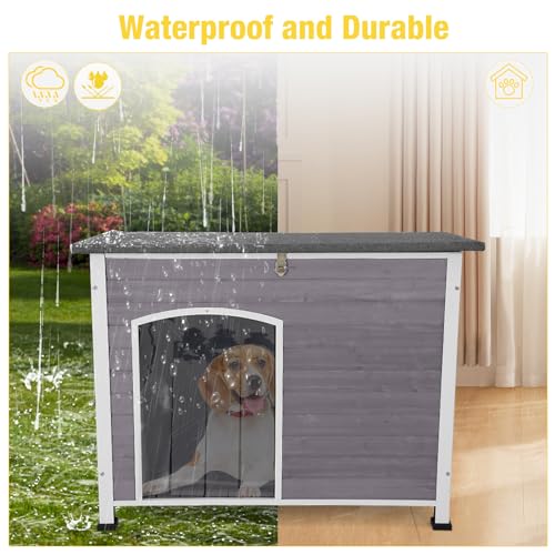 Insulated Wooden Dog Kennel Dog House with PVC Curtain and Removable Floor for Easy Cleaning (Large) Insulated Wooden Dog Kennel Dog House with PVC Curtain and Removable Floor for Easy Cleaning (Large)