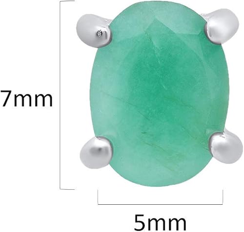 Miniatura 3 de 925 Sterling Silver Gemstone Oval Stud Earrings for Women 5mm Birthstone with Push Backs by MAX + STONE