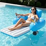 HopeRock Inflatable Motorized Pool Floats for Adults - Rechargeable Pool Lounger with Dual Motors & 2 Storage Compartments, Electric Water Lounger Float, Pool Raft Holds up to250lb, Pool Toys Adults