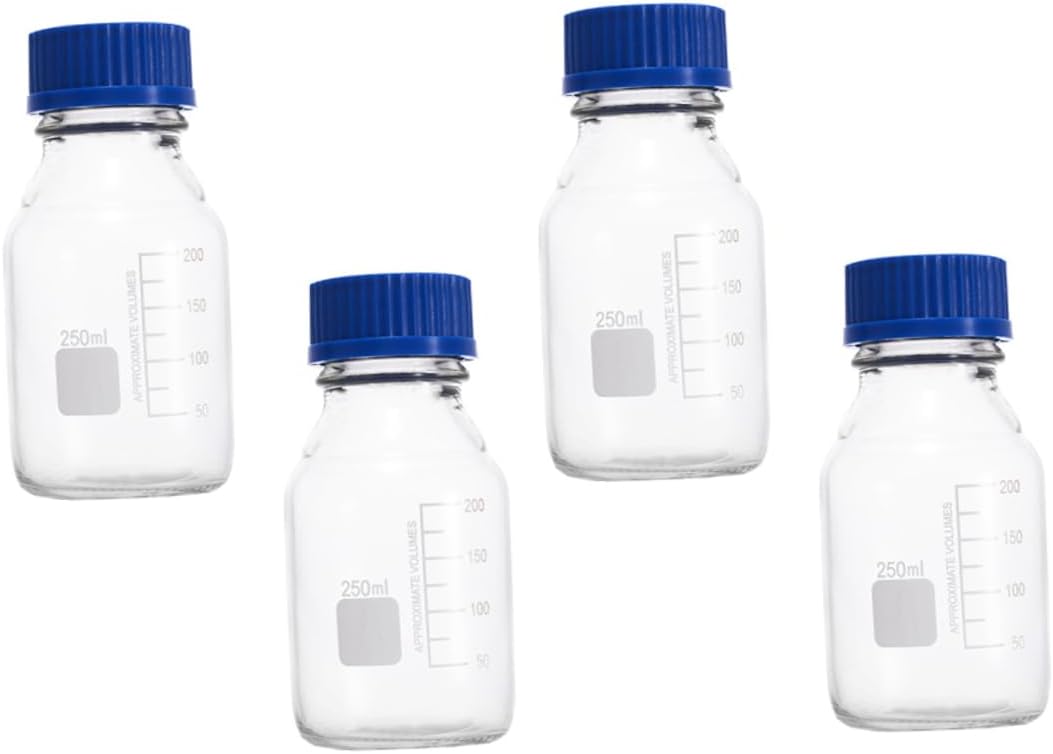 4pcs Glass Reagent Vials Transparent Sample Bottles with Sealing Lids Thickened Slip Design for Lab Storage and Liquid Refilling