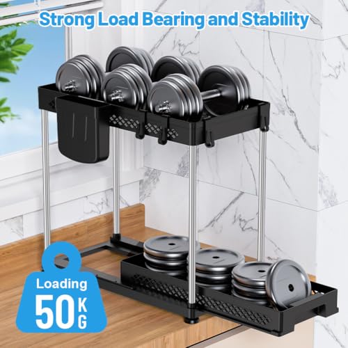 Vihoom Under Sink Storage Kitchen Organiser 2 Pack, 2 Tier Pull Out Cabinet Organiser, Multi-Purpose Under Sink Organizer Kitchen For Bathroom, Cabinet, Countertop - 3