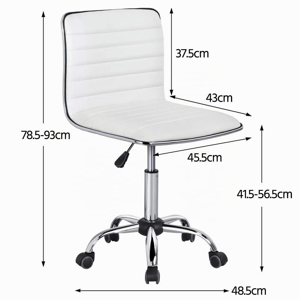 Yaheetech Silla Oficina con Ruedas Sin Brazos Giratorias Silla Blanca