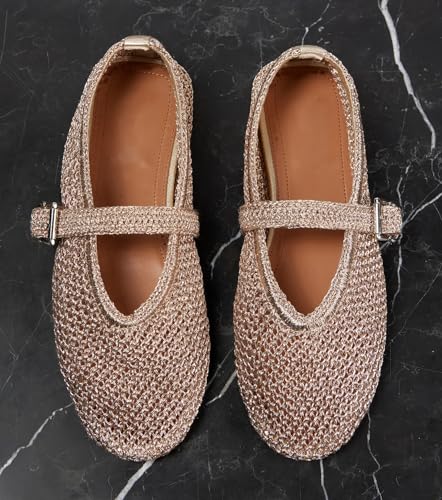 Women's Mesh Ballet Flats Round Toe Buckle Mary Jane Shoes Breathable Fishnet Comfortable Casual Shoes4