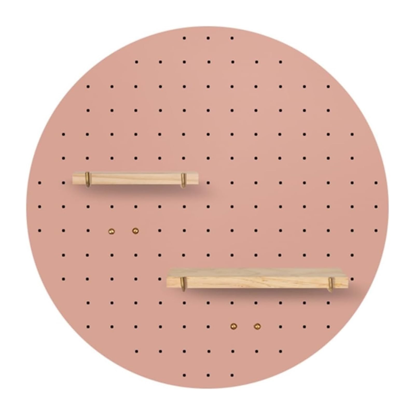 Wood Pegboard Combination Wall Organizer Kit, Round Wooden Storage Display Panels With Accessories For Bedroom Study Office Bathroom Home Garage (Color : Deep pink, Size : 60x60cm)