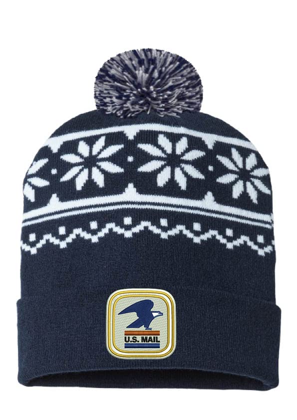 US Mail Beanie Postal Embroidered Ugly Christmas Beanie Xmas Post Office Snowflake Hat