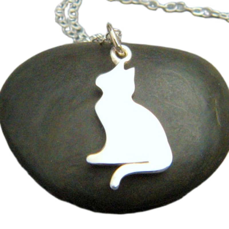 Collier chat argent anti-ternissement LKBEADS, pendentif Privacy durable chaîne 45 cm