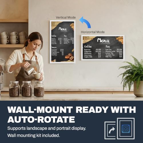 Image of 24 inch Large Digital Picture Frame, 64GB, Anti-Glare Non-Touch, WiFi Wall-Mount Frame for Home /Business, 1920x1080 FHD, Share via App, Email, USB & Micro SD, Remote Included, White