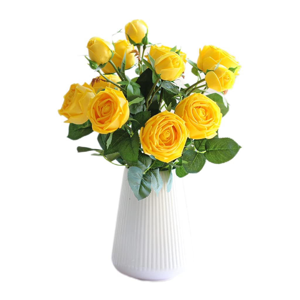 SWENEEN Artificial Flower With Pot Orchid Simulation Rose Set With Ceramic Vase Artificial Silk Flowers Artificial Flower Ceramic Bottle Set For Home Decoration Orchid Hello,