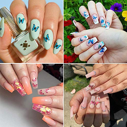 48 × Nagelaufkleber Sticker, Butterfly Nail Art Sticker, Blumen Schmetterling Nail Tattoo Selbstklebend, 3D Nail Art… – Bild 6