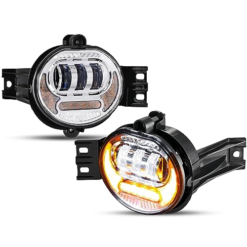 Image of Auxbeam New Upgraded LED Fog Lights Lamp Replacement for Dodge Ram 1500 2002-2008 Dodge Ram 2500 /3500 2003-2009 Durango Truck 2005 2006 with DRL&Turn Signal DOT Approved, Chrome 2pcs