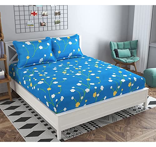 Image of Elastic Fitted Bedsheet Double Size 72x78 Inches | 300 TC Microfiber Super Soft Bed Sheet with All Around Elastic for Secure Fit