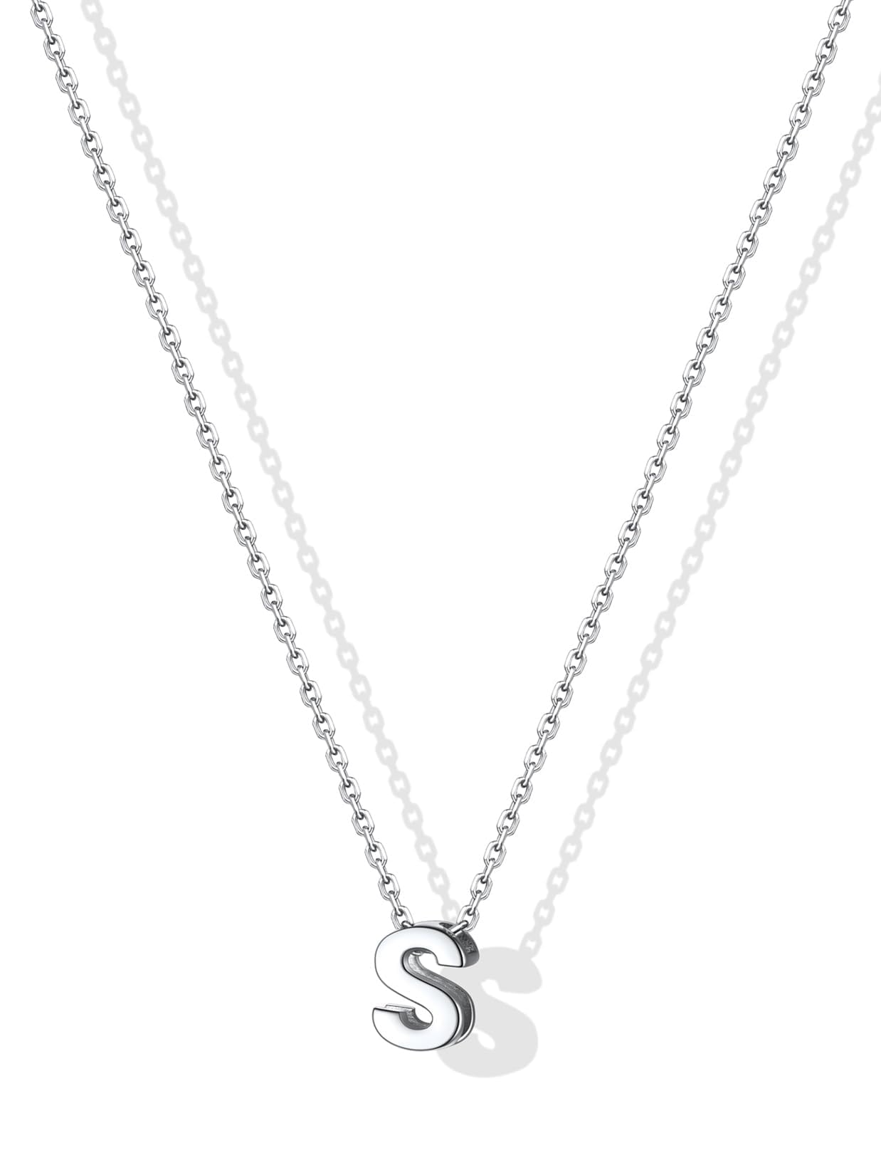SILVERCUTE Valentines Day Gifts for Her - Small 925 Sterling Silver Initial Necklace for Women,Tiny Silver Initial Pendant Tiny Letter Necklace with Adjustable Chain,16"-18"