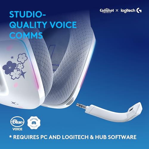 Image of Logitech G733 Lightspeed RGB Wireless Gaming Headset with Suspension Headband, Kamisato Ayaka Special Edition, LIGHTSYNC RGB, Blue Voce mic Technology and PRO-G Audio Drivers