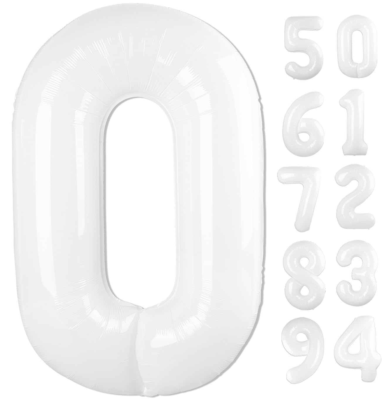 White 0 Balloon - Number Balloon 40 Inch, 0th White Birthday Decorations