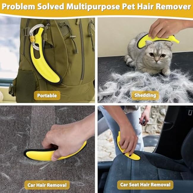 2-Pack Pet Hair Remover - Banana Cat Dog Hair Remover with Efficient Pet Grooming Gloves|Gentle Bathing Shedding Brush Dog Glove|Reusable Pet Hair Removal Tool for Carpet Couch Cat Fur & Lint-9oCZHJXF