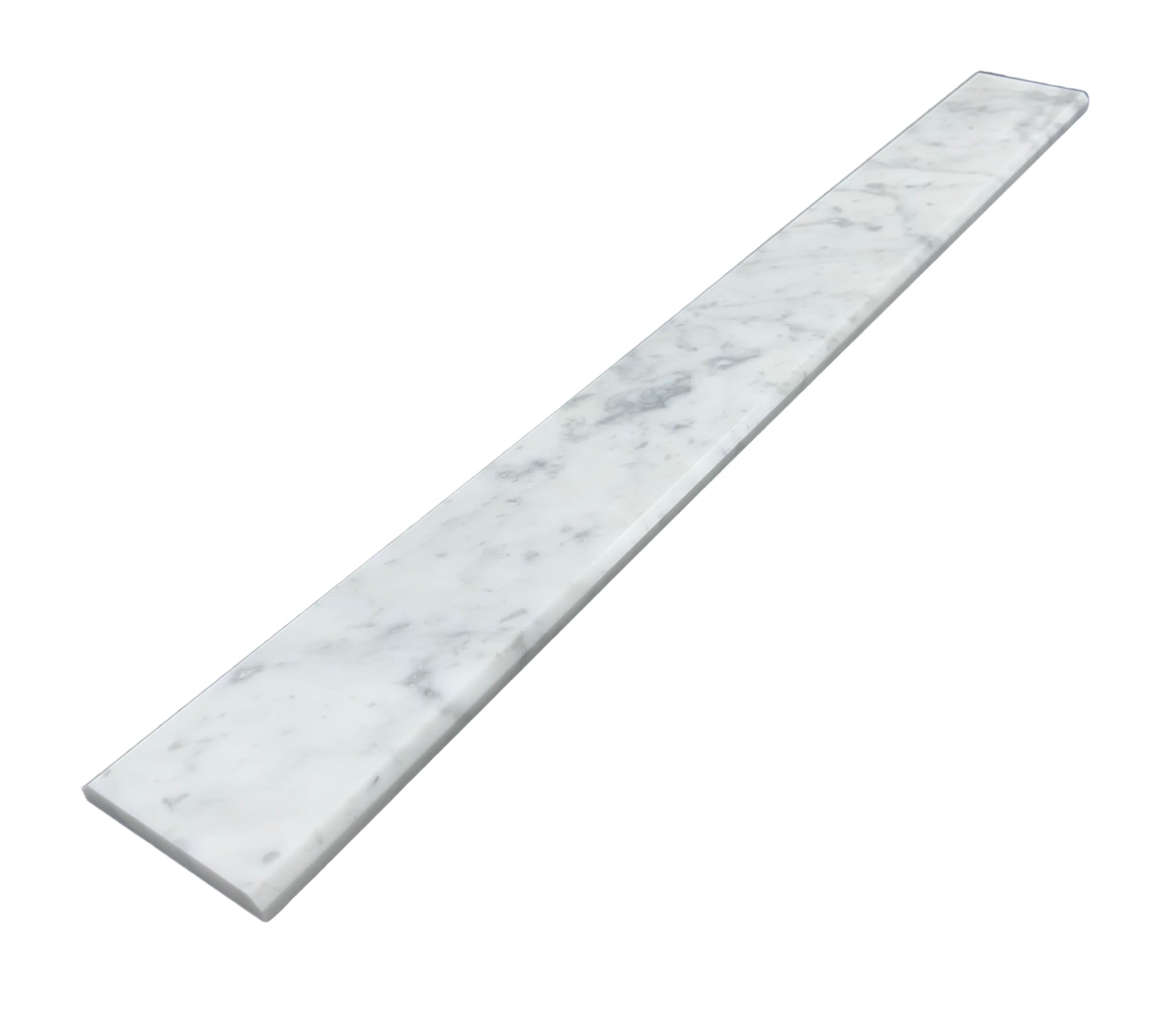 Threshold.Shop Italian White Carrara Polished Marble Threshold Double Bevel for Floor Transitions (4" x 48")