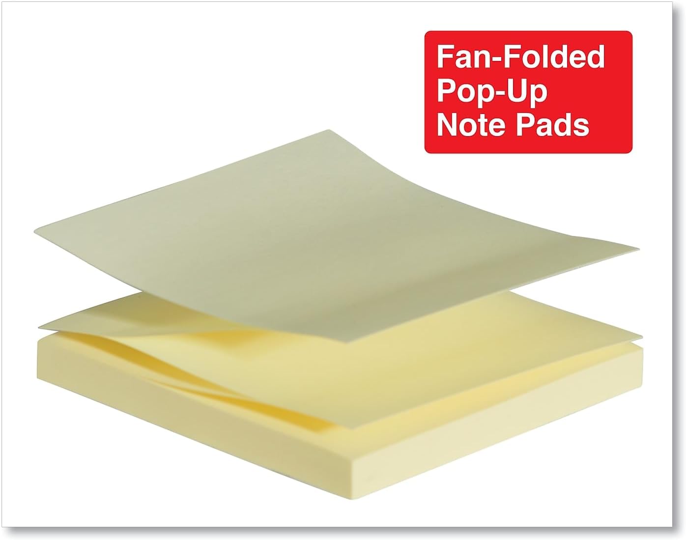 Universal Fan-Folded Self-Stick Pop-Up Note Pads, 3" x 3", Assorted Pastel Colors, 100 Sheets/Pad, 12 Pads/Pack