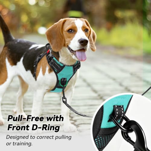 Image of PoyPet Dog Harness No Pull, Reflective Adjustable No Choke Pet Vest with Front & Back Clips, Soft Padded and Control Training Handle for Large Dogs(Mint Blue,XL)