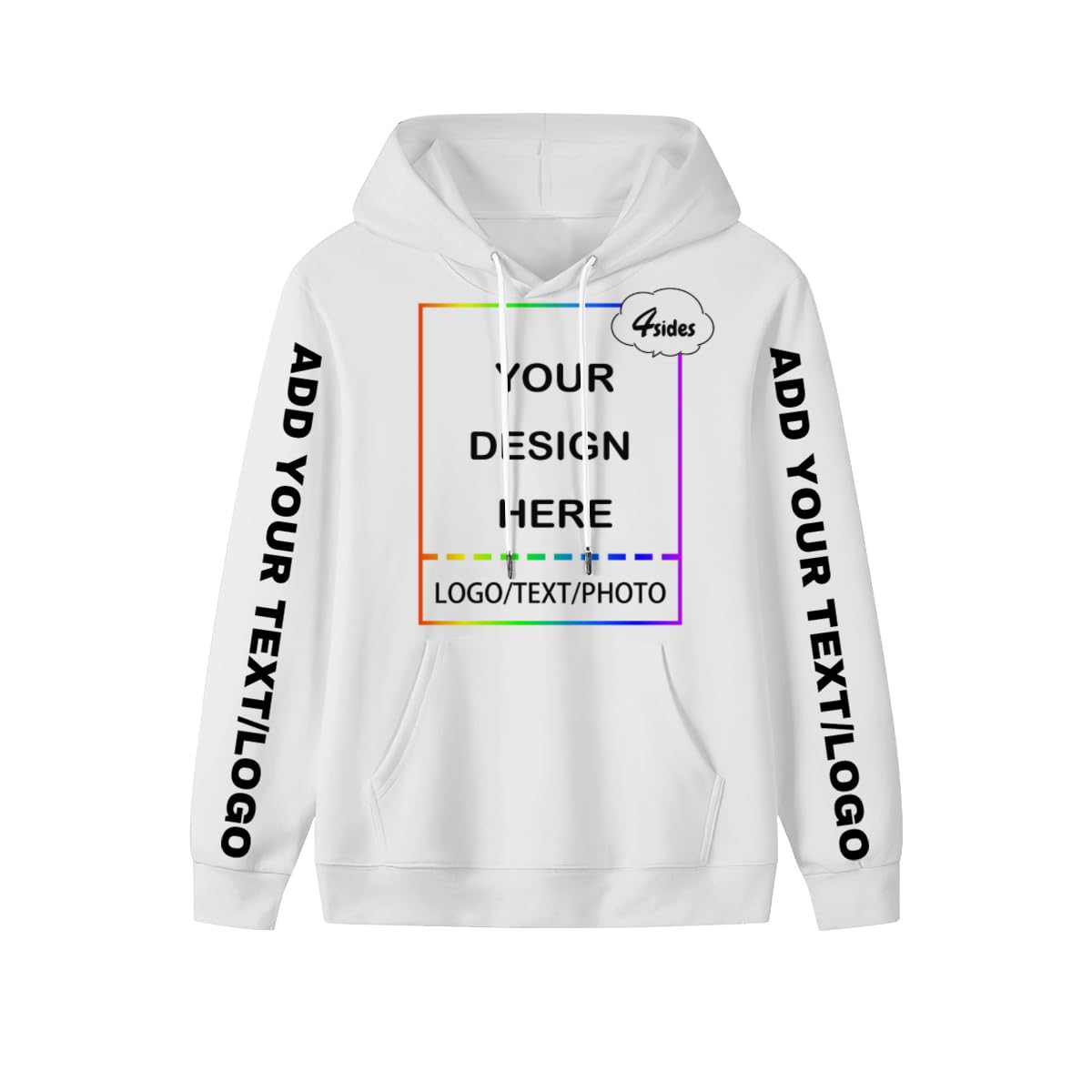 PRFELMG Unisex Custom Hoodies, Personalised Soft Sweatshirt with Your Text Picture Logo Images Name, Couple Hoodies White