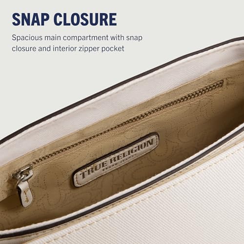 Image of True Religion Women's True Religion Saddle Bag, Women's Denim and Faux Leather Crossbody Purse With Adjustable Shoulder Strap