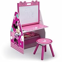 Delta Children Deluxe Kids Art Table | Easel, Desk, Stool, Toy Organizer, Disney Minnie Mouse