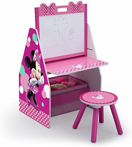 Delta Children Kids Easel and Play Station  Ideal for Arts & Crafts, Drawing, Homeschooling and More - Greenguard Gold Certified, Disney Minnie Mouse