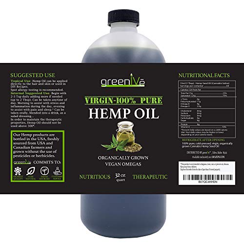 Greenive Organically Grown Hemp Oil 896,000mg Vegan Omegas 100% Pure Cold Pressed (32oz) - Image 3