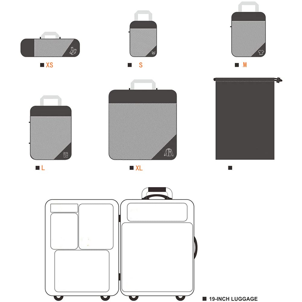 Organizzatori da Viaggio a Compressione,Organizer Valigia Set di 3/6,Cubo di Viaggio,Cubi di Imballaggio per Zaini e Valigie,Organizzatore Valigia,Sacchetto da Viaggio Set per Scarpe e Vestiti G